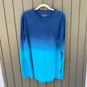 Vineyard Vines Blue Ombré Long Sleeve Tee - Medium